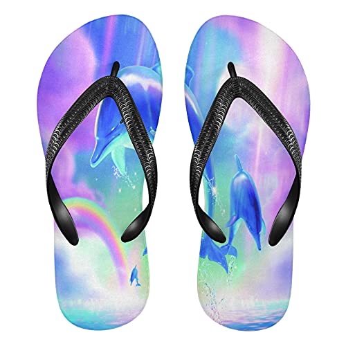 Linomo Herren Damen Zehentrenner Süß Delfin Flip Flops Badelatschen Casual Sandalen Sommer Strand Hausschuhe von Linomo