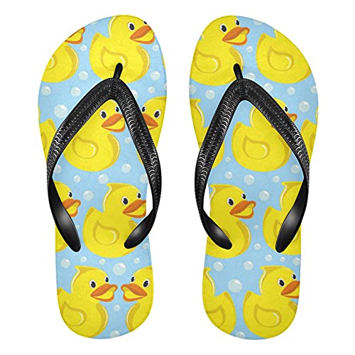 Linomo Herren Damen Zehentrenner Süß Gelb Ente Flip Flops Badelatschen Casual Sandalen Sommer Strand Hausschuhe von Linomo