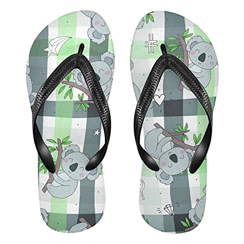 Linomo Herren Damen Zehentrenner Süß Koala Gitter Flip Flops Badelatschen Casual Sandalen Sommer Strand Hausschuhe von Linomo
