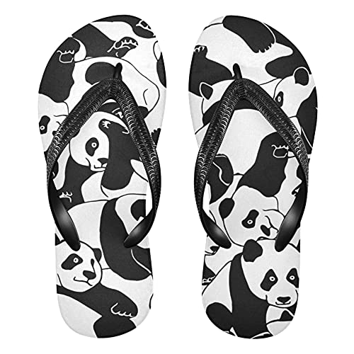 Linomo Herren Damen Zehentrenner Süß Lustig Panda Flip Flops Badelatschen Casual Sandalen Sommer Strand Hausschuhe von Linomo