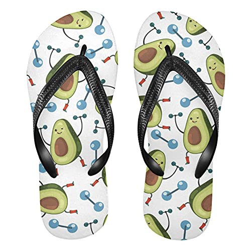 Linomo Herren Damen Zehentrenner Süß Obst Karikatur Avocado Flip Flops Badelatschen Casual Sandalen Sommer Strand Hausschuhe von Linomo