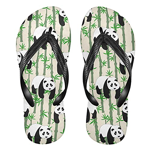 Linomo Herren Damen Zehentrenner Süß Panda Bambus Flip Flops Badelatschen Casual Sandalen Sommer Strand Hausschuhe von Linomo