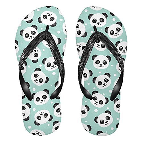 Linomo Herren Damen Zehentrenner Süß Panda Gesicht Flip Flops Badelatschen Casual Sandalen Sommer Strand Hausschuhe von Linomo