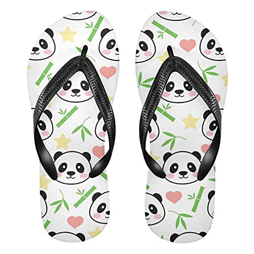 Linomo Herren Damen Zehentrenner Süß Panda Muster Flip Flops Badelatschen Casual Sandalen Sommer Strand Hausschuhe von Linomo