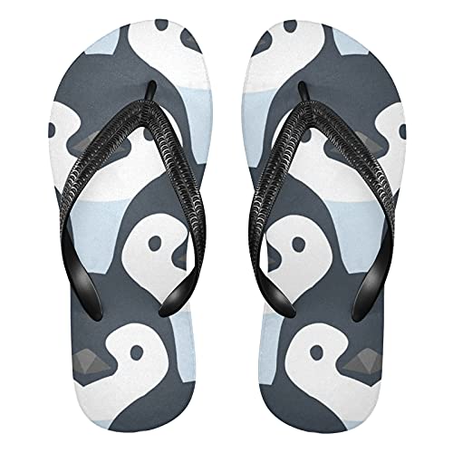 Linomo Herren Damen Zehentrenner Süß Pinguin Gesicht Flip Flops Badelatschen Casual Sandalen Sommer Strand Hausschuhe von Linomo