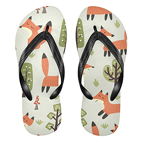 Linomo Herren Damen Zehentrenner Süß Tier Fuchs Flip Flops Badelatschen Casual Sandalen Sommer Strand Hausschuhe von Linomo