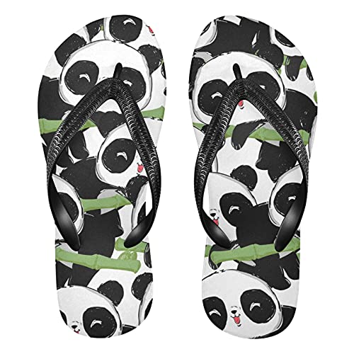 Linomo Herren Damen Zehentrenner Süß Tier Panda Flip Flops Badelatschen Casual Sandalen Sommer Strand Hausschuhe von Linomo