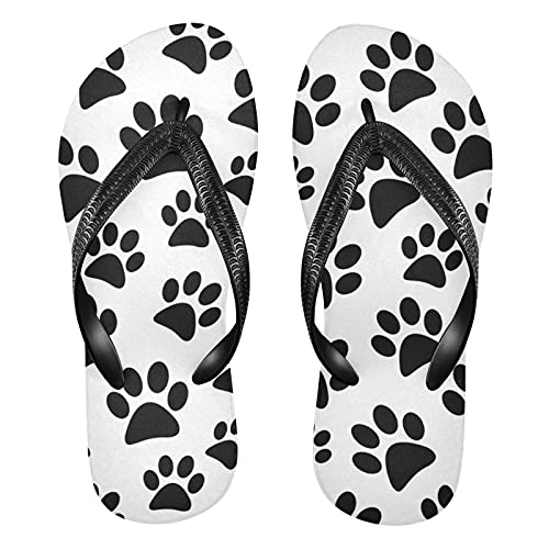 Linomo Herren Damen Zehentrenner Tier Hund Pfote Druck Flip Flops Badelatschen Casual Sandalen Sommer Strand Hausschuhe von Linomo