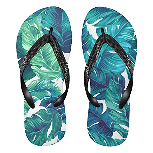 Linomo Herren Damen Zehentrenner Tropisch Blätter Flip Flops Badelatschen Casual Sandalen Sommer Strand Hausschuhe von Linomo