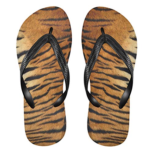 Linomo Herren Damen Zehentrenner Tropisch Tier Tiger Druck Flip Flops Badelatschen Casual Sandalen Sommer Strand Hausschuhe von Linomo