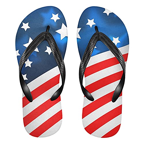 Linomo Herren Damen Zehentrenner USA Amerikanisch Flagge Flip Flops Badelatschen Casual Sandalen Sommer Strand Hausschuhe von Linomo