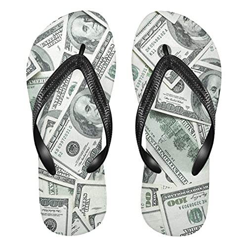 Linomo Herren Damen Zehentrenner USA Dollar Geld Druck Flip Flops Badelatschen Casual Sandalen Sommer Strand Hausschuhe von Linomo