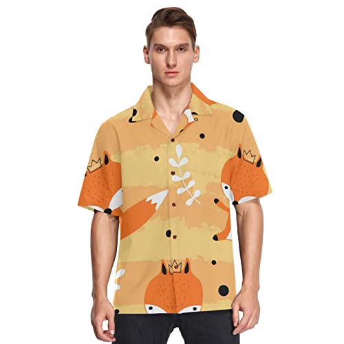 Linomo Herren Hawaiihemd, Süß Tier Fuchs Freizeithemden Button Down Casual Kurzarm Hawaiihemd Sommer Aloha Strand Hemden Beilaufig Hawaii Hemd von Linomo