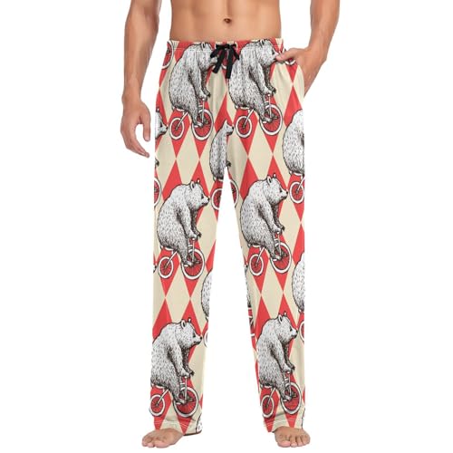 Linomo Herren Pyjamahose, lustiger Bär, Bike-Pyjama, Loungewear, 100% Baumwolle, Pyjamahose, Nachtwäsche, PJs Hose für Herren und Jungen, mehrfarbig, XL von Linomo