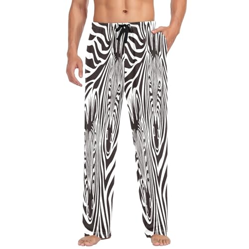 Linomo Herren Schlafanzughose Zebramuster Pyjama Loungewear 100% Baumwolle Pyjama Hose Nachtwäsche PJs Hose für Männer Jungen, mehrfarbig, L von Linomo