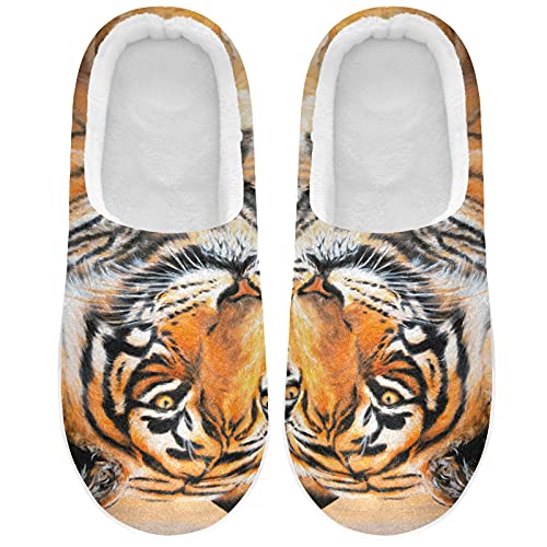Linomo Indisch Tier Tiger Hausschuhe für Unisex Damen Männer Hausschuhe Wärme Drinnen Hausschuhe Schlafzimmer Schuh von Linomo
