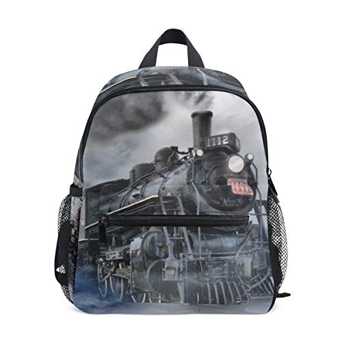 Linomo Jahrgang Dampf Zug Rucksack Daypacks Schultertasche Büchertasche Laptop Reisen Vorschule Kleinkind Rucksäcke Kindergarten Schulrucksack für Kinder Mädchen Jungen von Linomo