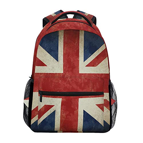 Linomo Jahrgang Vereinigtes Königreich Flagge Union Jack Englisch England Rucksack Daypacks Schultertasche Büchertasche Laptop Reisen Schulrucksack für Damen Herren Kinder Mädchen Jungen Teenager von Linomo