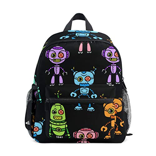 Linomo Karikatur Roboter Bunt Rucksack Daypacks Schultertasche Büchertasche Laptop Reisen Vorschule Kleinkind Rucksäcke Kindergarten Schulrucksack für Kinder Mädchen Jungen von Linomo