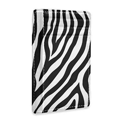Linomo Kartenhüllen aus dünnem Leder Geldscheinklammer Tier Zebra Druck Geldbörsen RFID-Blockierung für Männer und Frauen von Linomo