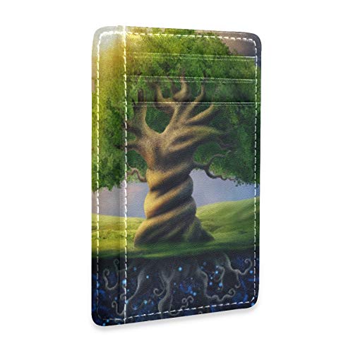 Linomo Kartenhüllen aus dünnem Leder Geldscheinklammer Welt Baum Universum Geldbörsen RFID-Blockierung für Männer und Frauen von Linomo