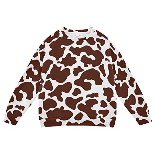 Linomo Kids Sweatshirt Kuh Muster Langarmshirts Kinder Langarm Tops Rundhals T-Shirt Pullover für Jungen Mädchen von Linomo
