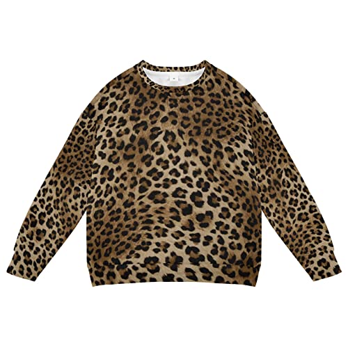 Linomo Kids Sweatshirt Leopard Druck Langarmshirts Kinder Langarm Tops Rundhals T-Shirt Pullover für Jungen Mädchen von Linomo