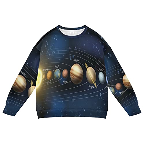 Linomo Kids Sweatshirt Planet Solar System Langarmshirts Kinder Langarm Tops Rundhals T-Shirt Pullover für Jungen Mädchen von Linomo