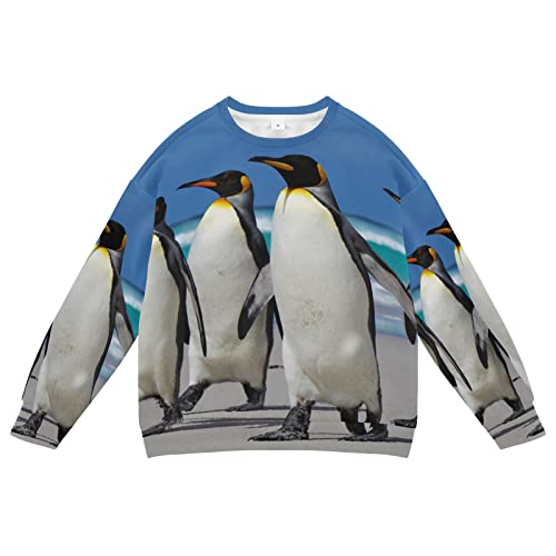 Linomo Kids Sweatshirt Tier Süß Pinguin Langarmshirts Kinder Langarm Tops Rundhals T-Shirt Pullover für Jungen Mädchen von Linomo