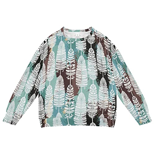 Linomo Kids Sweatshirt Vogel Feder Boho Langarmshirts Kinder Langarm Tops Rundhals T-Shirt Pullover für Jungen Mädchen von Linomo