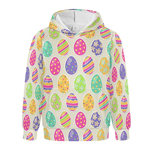 Linomo Kinder Kapuzenpullover Bunt Ostern Eier Hoodie Sweatshirt Pullover Hooded Hoody mit Kängurutasche für 4-10 Jahre Jungen Mädchen von Linomo
