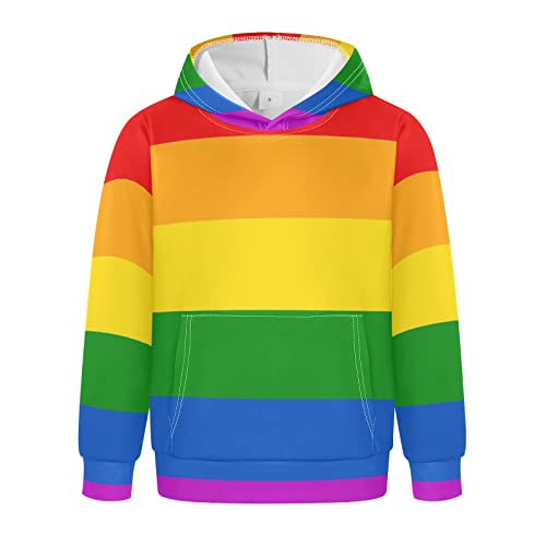 Linomo Kinder Kapuzenpullover LGBT Fröhlich Stolz Regenbogen Frieden Liebe Hoodie Sweatshirt Pullover Hooded Hoody mit Kängurutasche für 4-10 Jahre Jungen Mädchen von Linomo