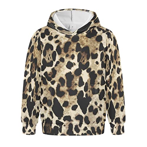 Linomo Kinder Kapuzenpullover Leopard Druck Hoodie Sweatshirt Pullover Hooded Hoody mit Kängurutasche für 4-10 Jahre Jungen Mädchen von Linomo