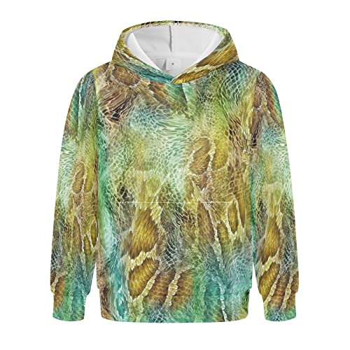 Linomo Kinder Kapuzenpullover Schlange Haut Druck Hoodie Sweatshirt Pullover Hooded Hoody mit Kängurutasche für 4-10 Jahre Jungen Mädchen von Linomo