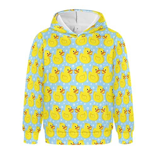 Linomo Kinder Kapuzenpullover Süß Gelb Ente Hoodie Sweatshirt Pullover Hooded Hoody mit Kängurutasche für 4-10 Jahre Jungen Mädchen von Linomo