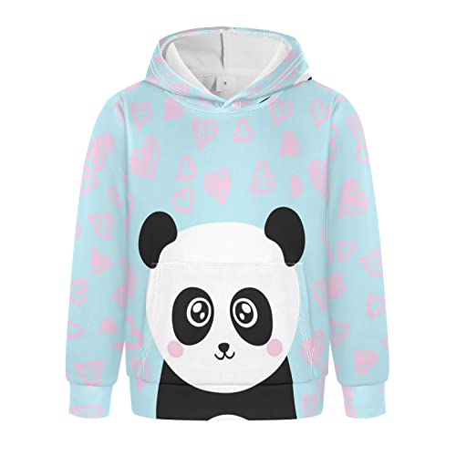 Linomo Kinder Kapuzenpullover Süß Tier Panda Hoodie Sweatshirt Pullover Hooded Hoody mit Kängurutasche für 4-10 Jahre Jungen Mädchen von Linomo