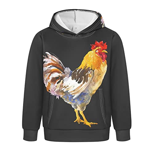 Linomo Kinder Kapuzenpullover Tier Hahn Schwanz Hoodie Sweatshirt Pullover Hooded Hoody mit Kängurutasche für 4-10 Jahre Jungen Mädchen von Linomo