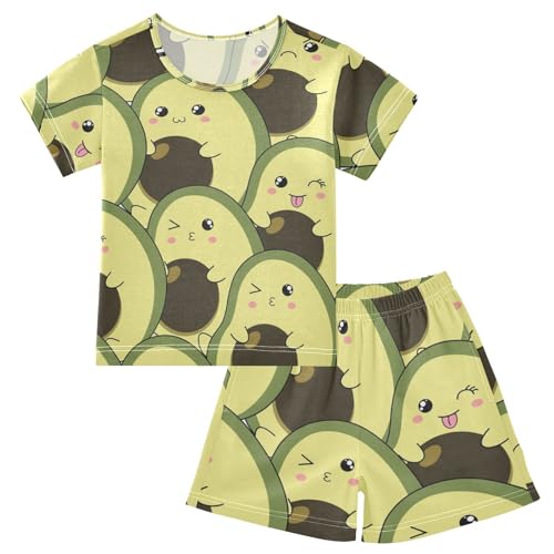 Linomo Kinder Kurze Pyjama-Set Süß Avocado Mädchen Schlafanzug Set Sommer Baumwolle Jungen Nachtwäsche-Set von Linomo