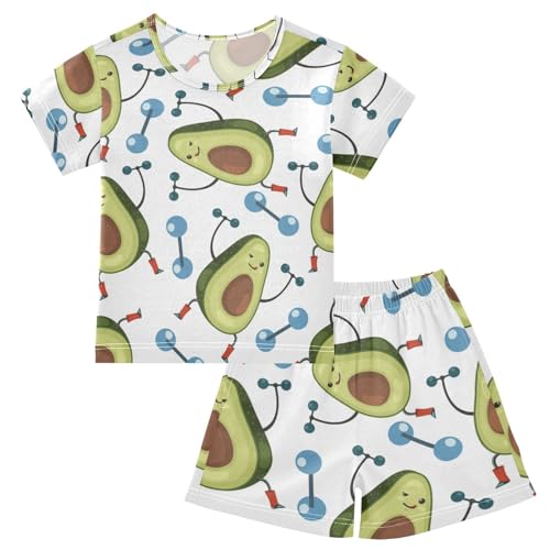 Linomo Kinder Kurze Pyjama-Set Süß Obst Karikatur Avocado Mädchen Schlafanzug Set Sommer Baumwolle Jungen Nachtwäsche-Set von Linomo
