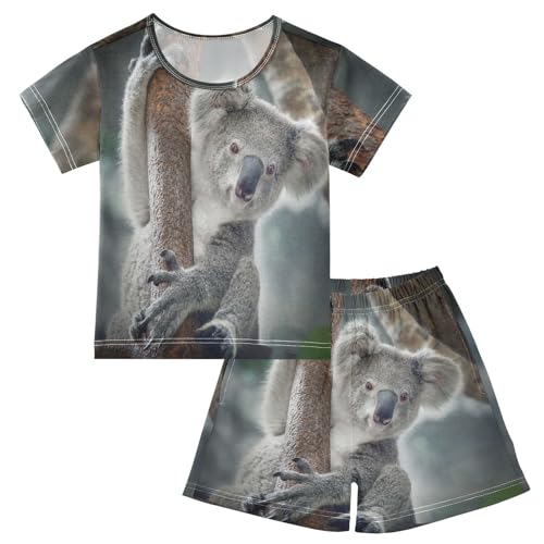 Linomo Kinder Kurze Pyjama-Set Süß Tier Koala Mädchen Schlafanzug Set Sommer Baumwolle Jungen Nachtwäsche-Set von Linomo