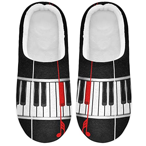 Linomo Musical Musik Note Klavier Taste Hausschuhe für Unisex Damen Männer Hausschuhe Wärme Drinnen Hausschuhe Schlafzimmer Schuh von Linomo