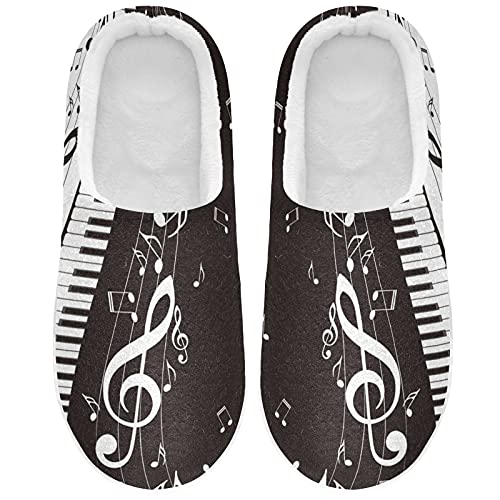 Linomo Musik Note Musical Klavier Hausschuhe für Unisex Damen Männer Hausschuhe Wärme Drinnen Hausschuhe Schlafzimmer Schuh von Linomo