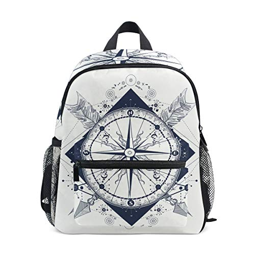 Linomo Nautischer Kompass Pfeile Kinder Rucksack Daypack Rucksack Bookbag Vorschule Kleinkind Rucksäcke Kindergarten Umhängetasche für Jungen Mädchen Kind, mehrfarbig von Linomo