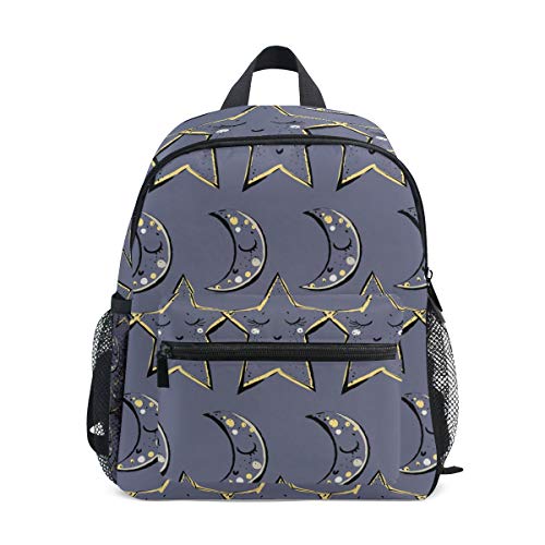 Linomo Niedlicher Mond Stern Gesicht Kinder Rucksack Daypack Rucksack Bookbag Vorschule Kleinkind Rucksäcke Kindergarten Umhängetasche für Jungen Mädchen Kind, mehrfarbig von Linomo