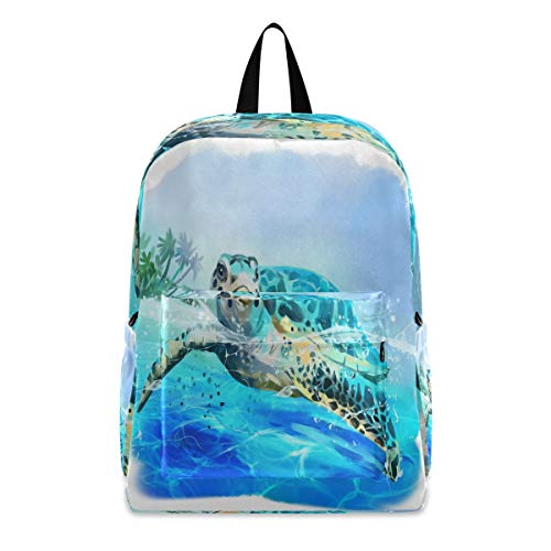 Linomo Ozean Meer Tier Schildkröte Leichter Rucksack Daypacks Schultertasche Büchertasche Laptop Reisen Schulrucksack für Damen Herren Kinder Mädchen Jungen Teenager von Linomo