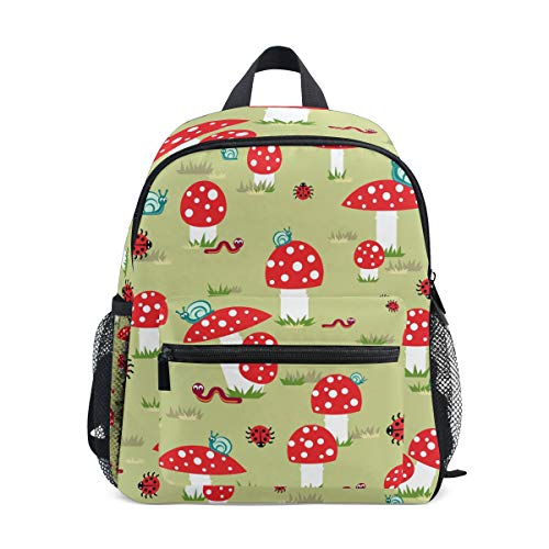 Linomo Süß Pilz Schnecken Raupen Marienkäfer Rucksack Daypacks Schultertasche Büchertasche Laptop Reisen Vorschule Kleinkind Rucksäcke Kindergarten Schulrucksack für Kinder Mädchen Jungen von Linomo