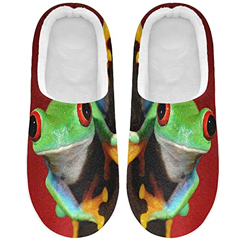Linomo Süß Tier Frosch Hausschuhe für Unisex Damen Männer Hausschuhe Wärme Drinnen Hausschuhe Schlafzimmer Schuh von Linomo