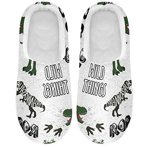 Linomo Tier Dinosaurier Süß Hausschuhe für Unisex Damen Männer Hausschuhe Wärme Drinnen Hausschuhe Schlafzimmer Schuh von Linomo