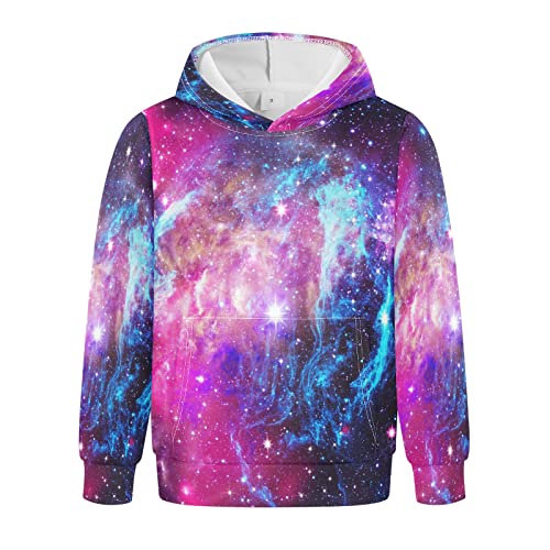 Linomo Unisex Kinder Hoodies Galaxy Space Star Pullover Hoodies Kapuzenpullover für 4-10 Jahre Junge Mädchen, Multicolor, 5 Jahre von Linomo