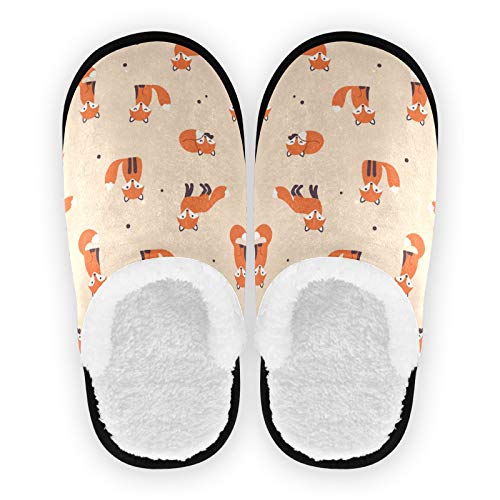 linomo Süß Tier Fuchs Muster Hausschuhe für Frauen Männer Kinder, Frauen Hausschuhe Hausschuhe Hausschuhe Hausschuhe Schlafzimmer Reiseschuh von Linomo